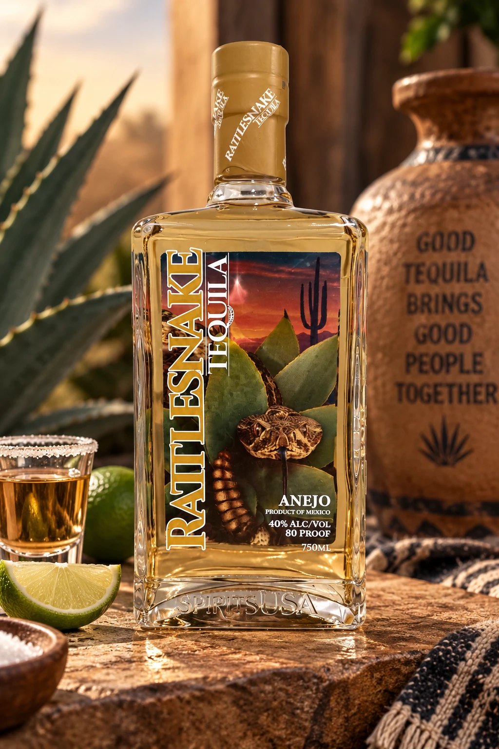 Rattlesnake Anejo Tequila bottle